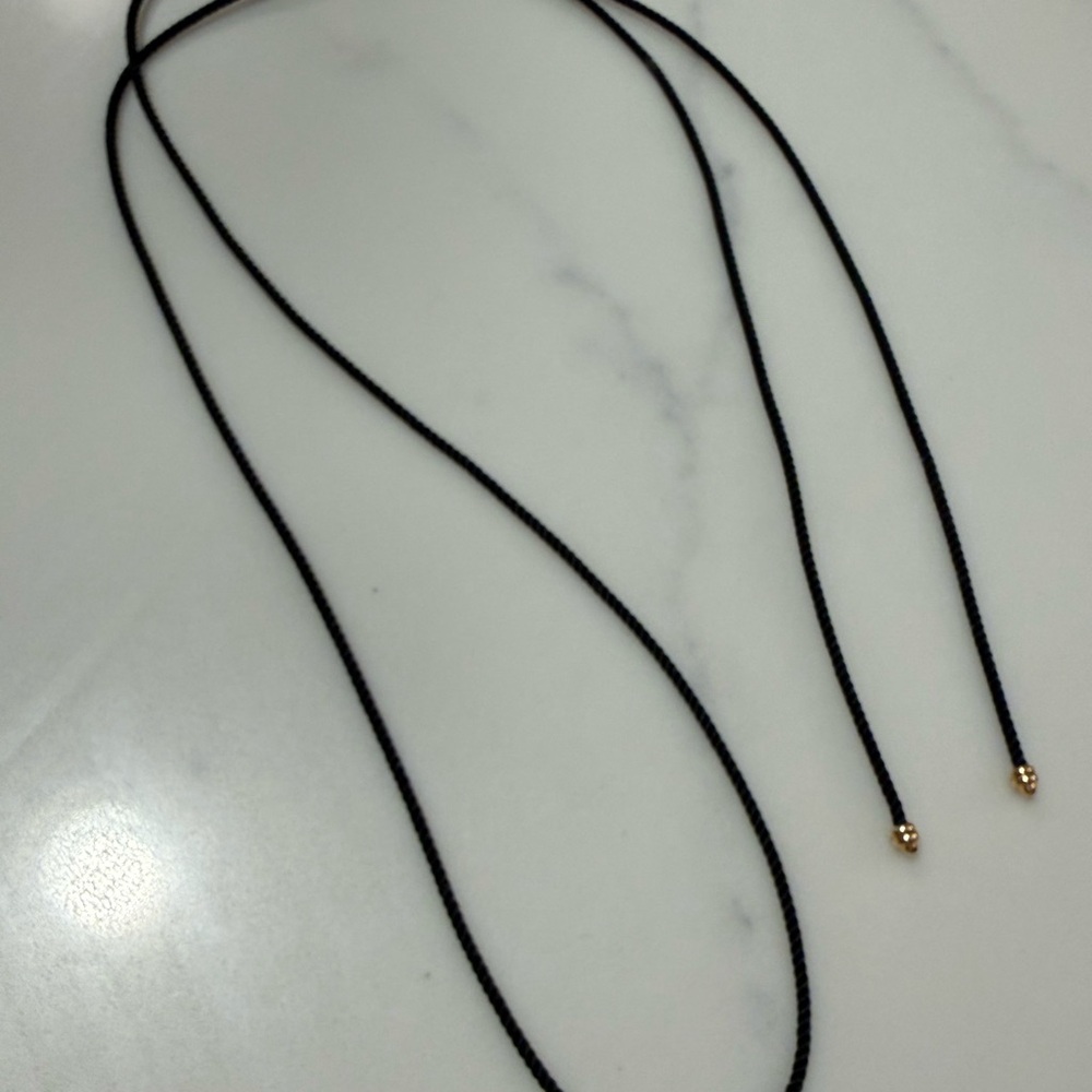 David Yurman Black Cord Necklace with Gold Accents 32 inches